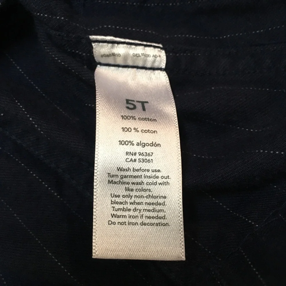 OshKosh B'gosh 2pc Pinstripe Suit Set Boys 5T Navy Blue Blazer and Pants Cotton